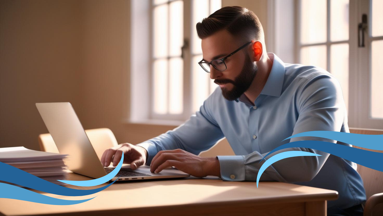 Der Mann mit Laptop